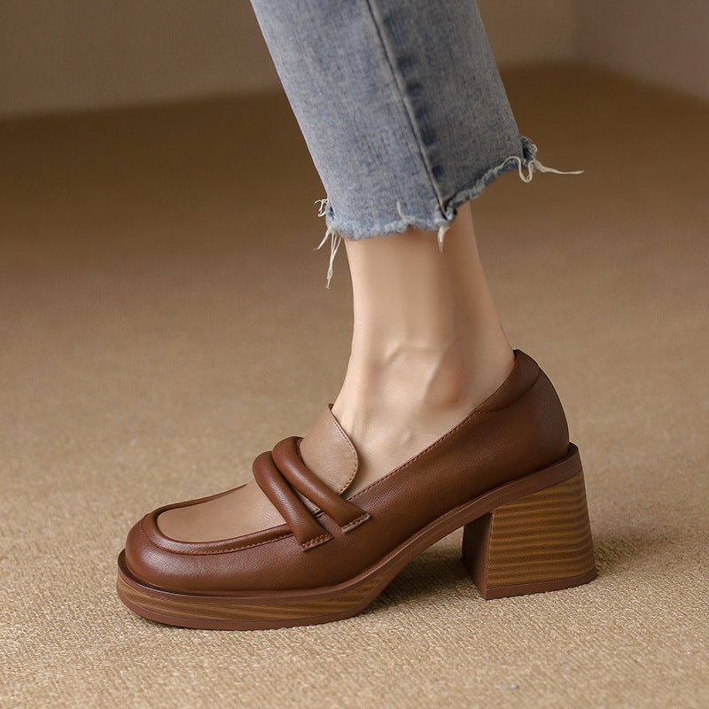 Virginia Mocassim Feminino com Salto - Marrom