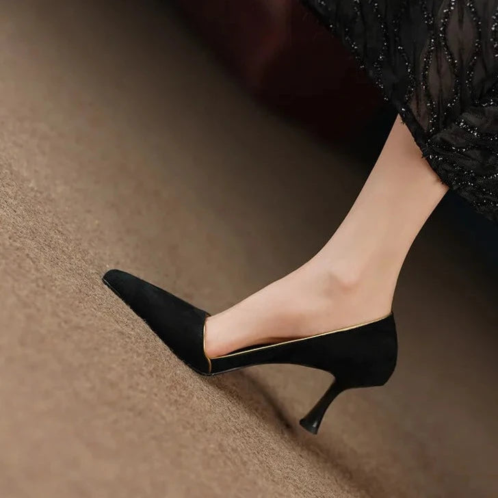 Marselha Sapato Feminino Salto Alto De Bico Fino - Preto