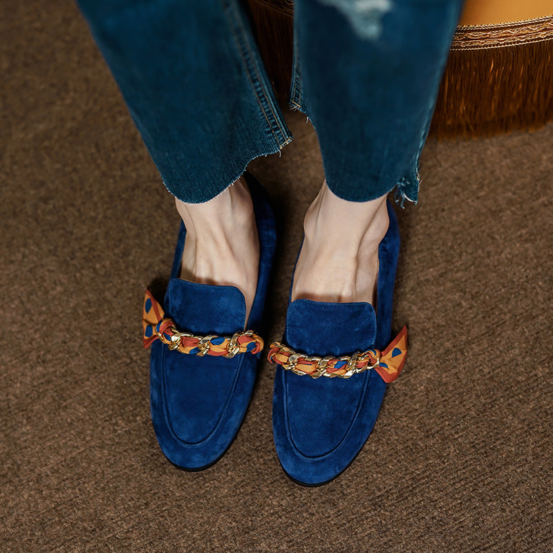 Dijon Mocassim Feminino de Couro Suede com Lacinho - Azul