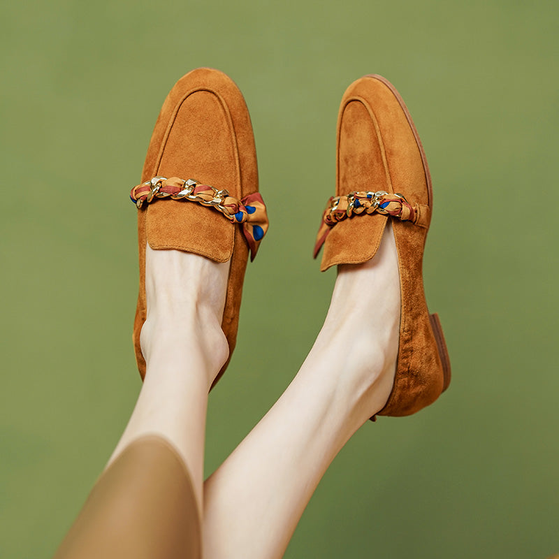 Dijon Mocassim Feminino de Couro Suede com Lacinho - Marrom