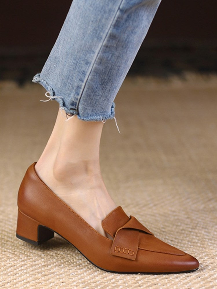 Oxford Sapato Feminino de Couro - Marrom