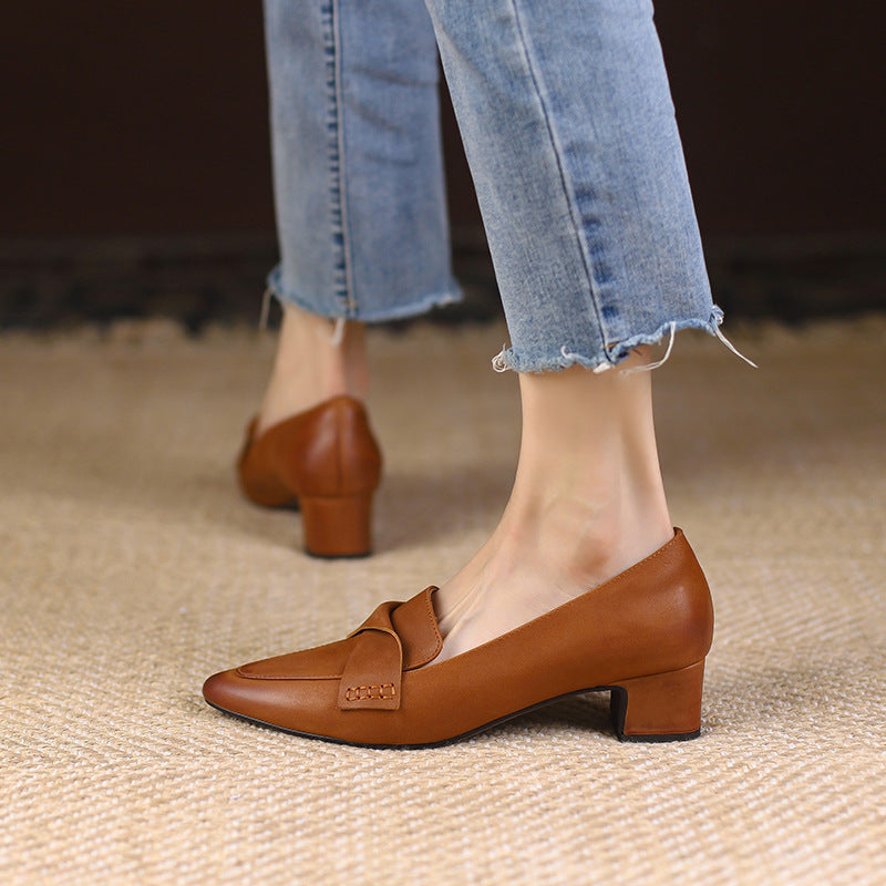 Oxford Sapato Feminino de Couro - Marrom