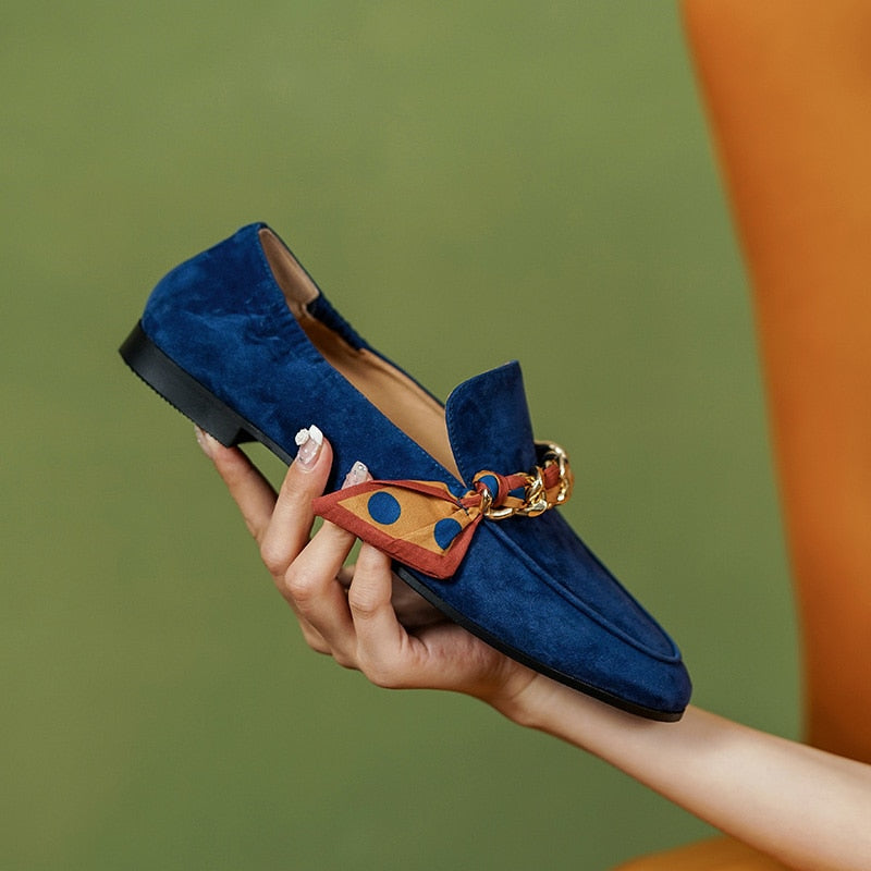Dijon Mocassim Feminino de Couro Suede com Lacinho - Azul