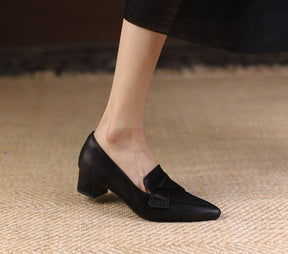 Oxford Sapato Feminino de Couro - Preto