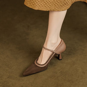 Bruxelas Sapato Scarpin Feminino de Couro - Marrom