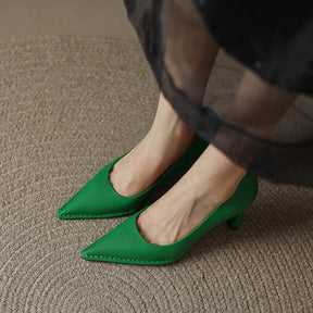 Galway Sapato Scarpin Feminino de Couro Minimalista - Verde