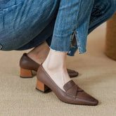 Oxford Sapato Feminino de Couro - Café