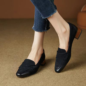 Oxford Sapato Feminino de Couro - Preto