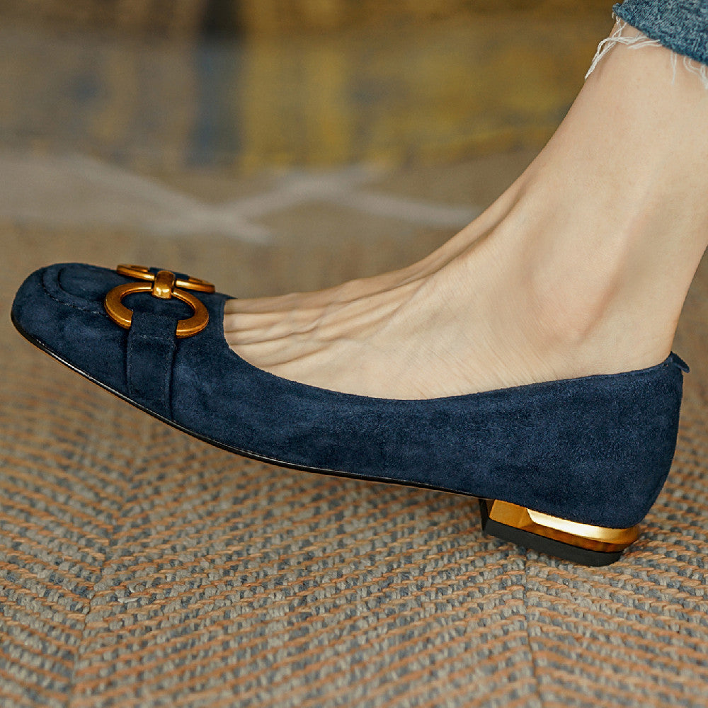 Bordeaux Sapatilha Feminina de Couro Suede - Azul